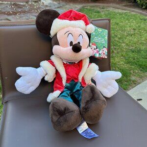 2023 Disney Parks Christmas Holiday Santa Mickey Mouse 15” Plush Toy NEW